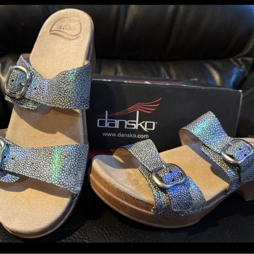 Dansko Women's Sophie Iridescent Blue Sandals